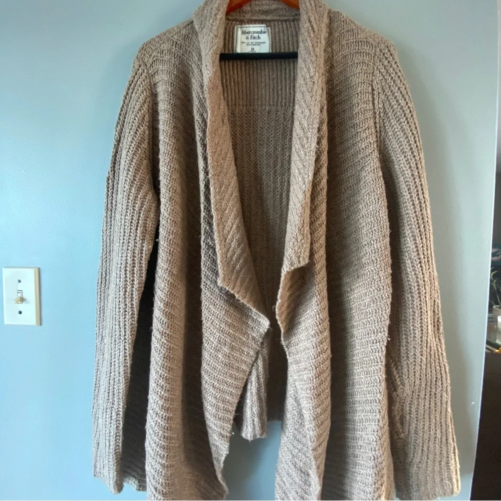Abercrombie & Fitch Womens Knit Open Front Cardigan Sweater Camel Size M - Picture 2 of 9